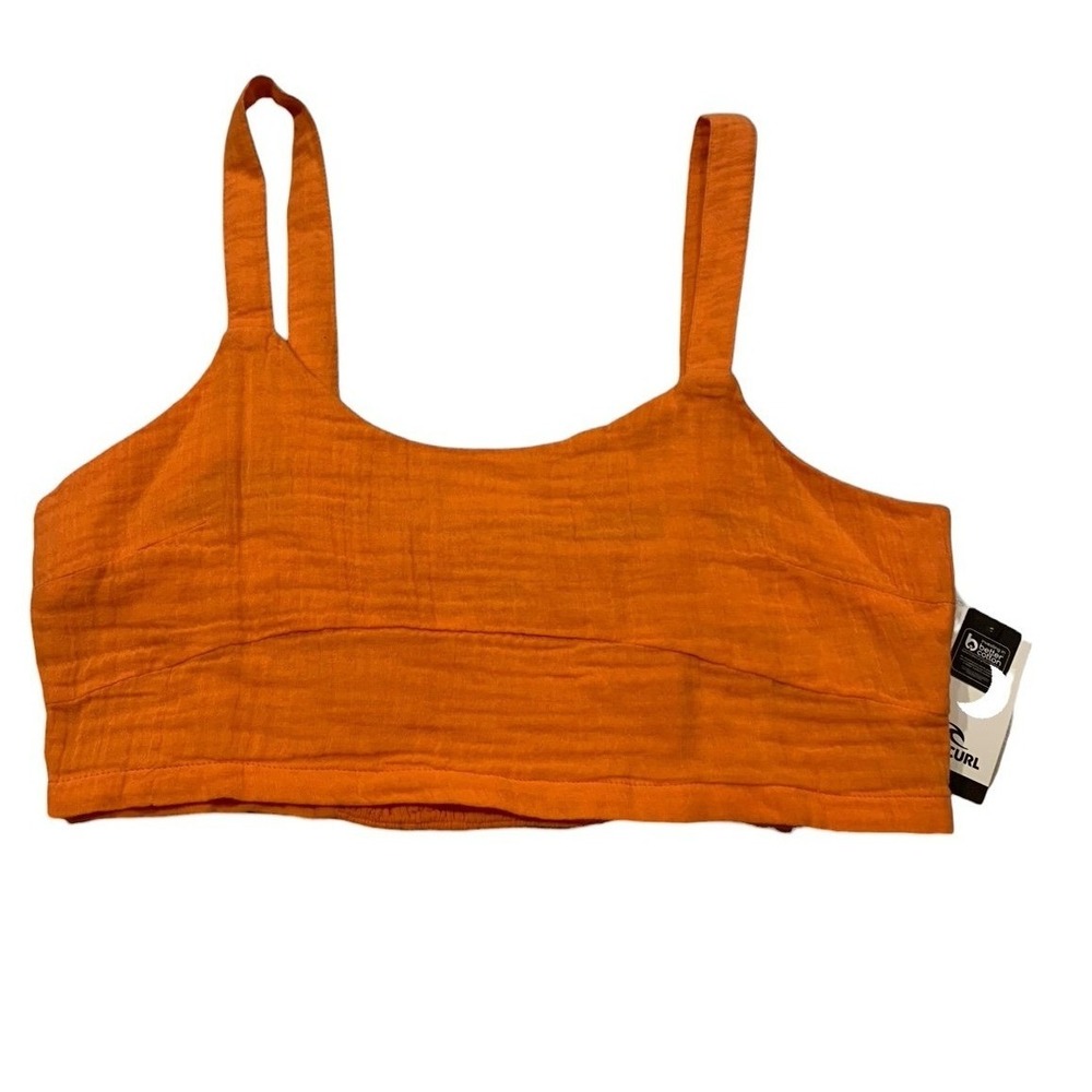 Rip Curl Premium Surf Crop Top Womens Large Bright Orange Gauze Boho Beachwear
